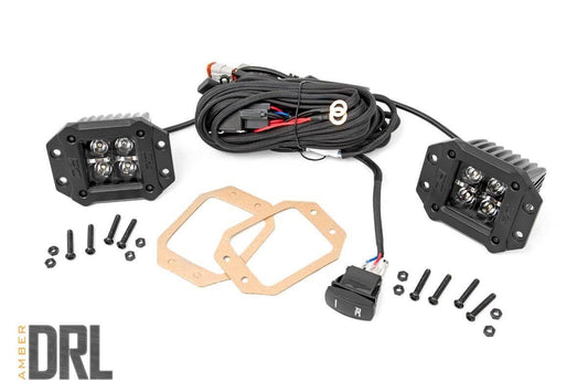 Rough Country 2 Inch LED Light Pods Flush Mount Amber DRL - main view
