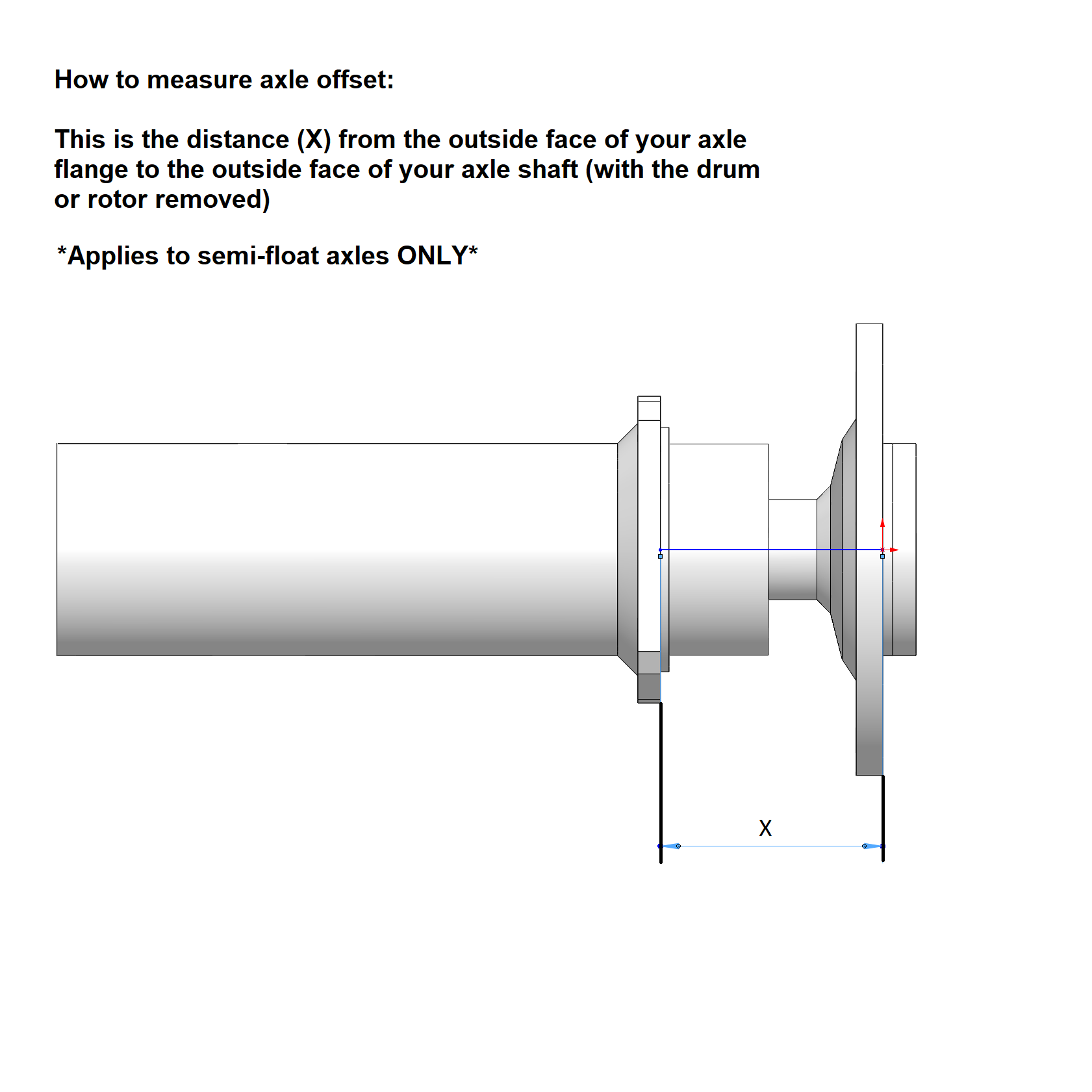 14 Bolt Semi-Float Axle Offset Measurement Diagram
