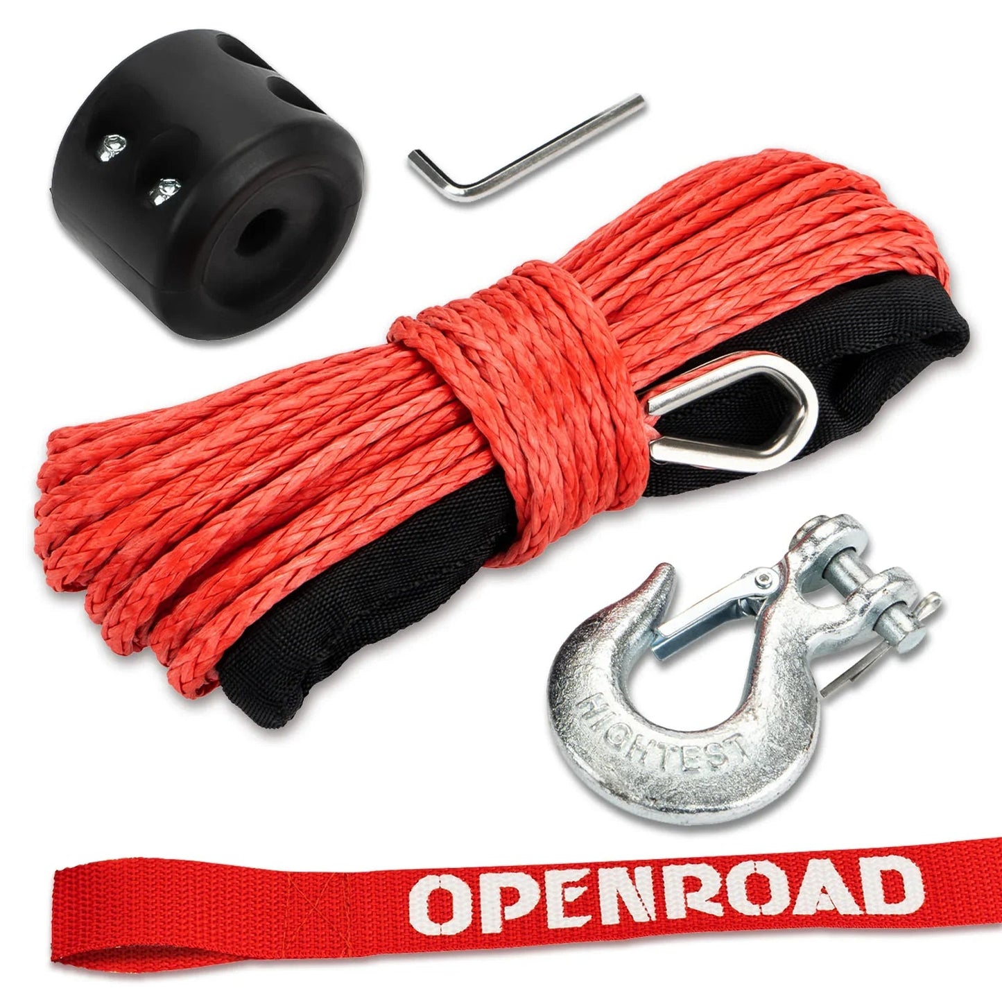 OPENROAD Synthetic Winch Rope 3/16in x 50ft Red