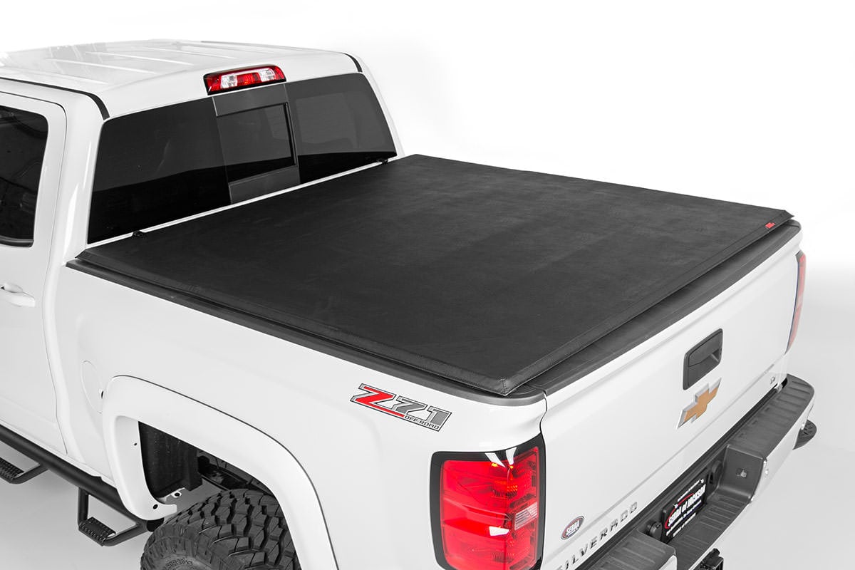 Rough Country soft tri-fold tonneau bed cover installed