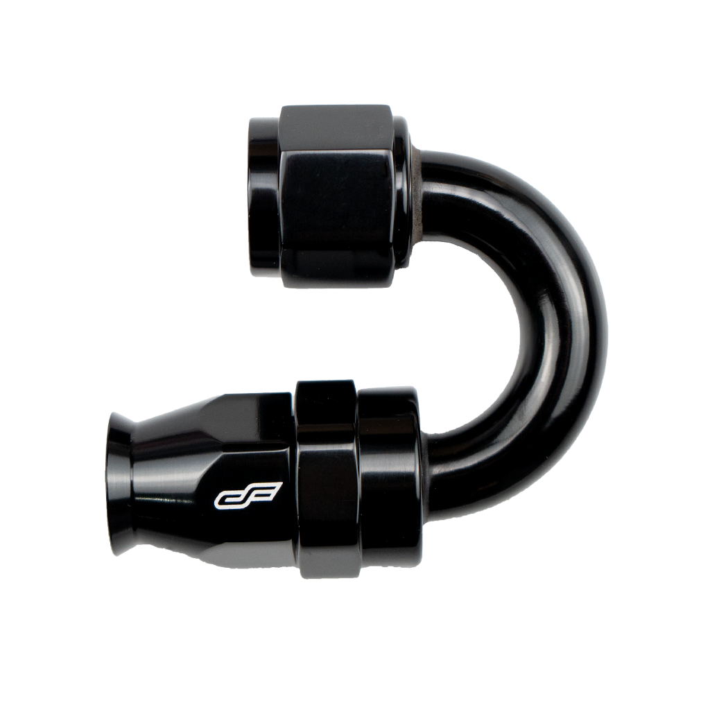 -4 AN 180 Degree Female Aluminum Hose End Fitting PTFE - Black