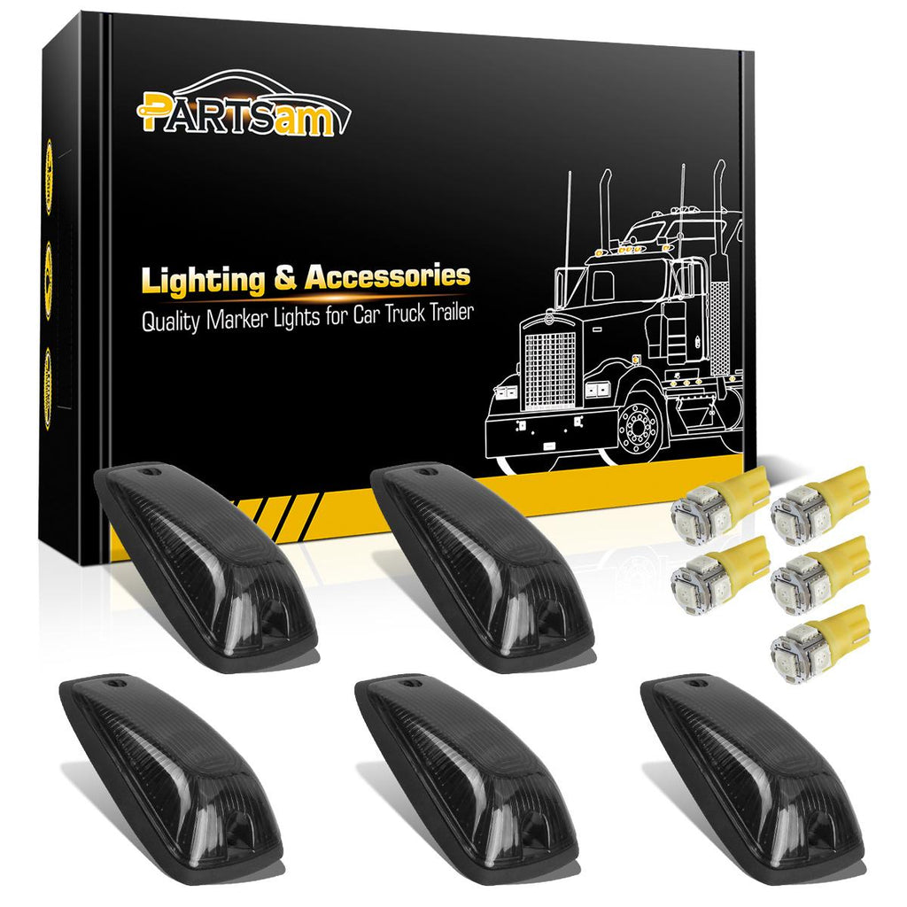 Smoke Cab Marker Roof Running Light Covers + Amber LED Bulbs (264159BK)