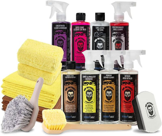 14pc Car Washing Kit w/16oz Degreaser, Wheel Brushes, Applicator Pads & More