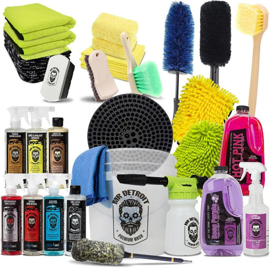 28pc Car Wash Kit w/Foam Blaster, Soap, Bucket, Glove, Mitt & More
