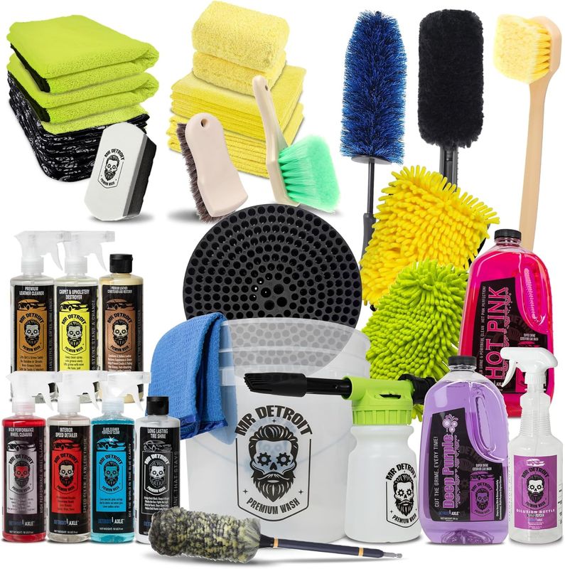 29pc Car Wash Kit w/Foam Blaster, Soap, Bucket, Towels, Mitt & More