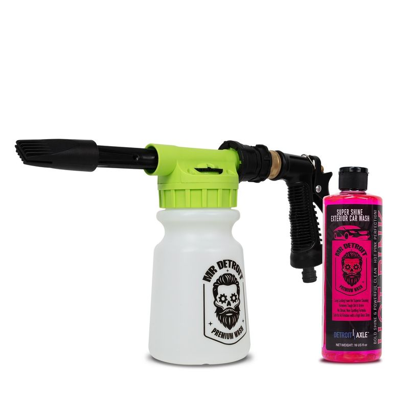 Car Wash Foam Blaster and Hot Pink Car Wash Soap 16oz Bottle with Flip Cap