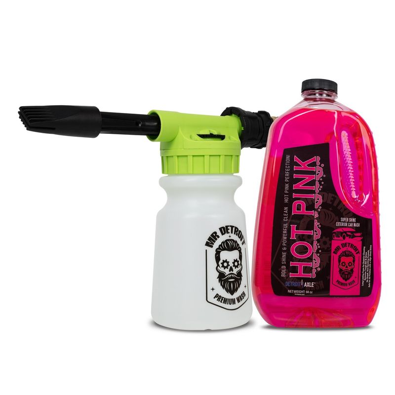 Car Wash Foam Blaster and Hot Pink Car Wash Soap 64oz Container Ultra - Snow Foam