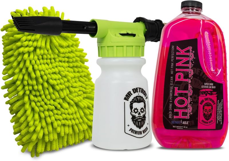 Car Wash Kit w/Blaster, 64oz Car Soap, Double Noodle Wash Mitt