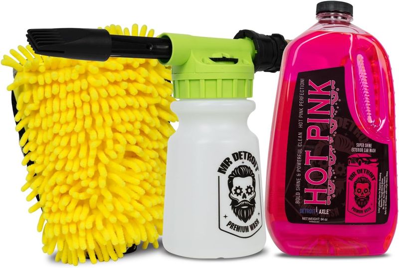 Car Wash Kit w/Blaster, 64oz Car Soap, Chenille Wash Glove