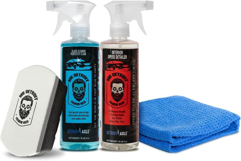 4pc Interior Care Kit w/Detailer, Pads, Glass Cleaner & Towel