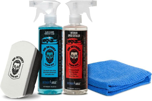 4pc Interior Care Kit w/Detailer, Pads, Glass Cleaner & Towel