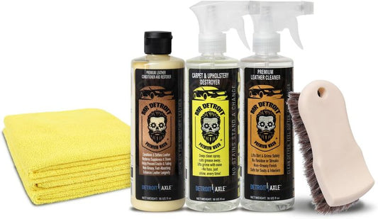 5pc Leather Care Kit w/Brush, Cleaner, Microfiber Towels & More