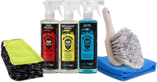 6pc Car Wash Kit w/16oz Carpet & Upholstery Cleaner, Interior Speed Detailer, Glass Cleaner & More