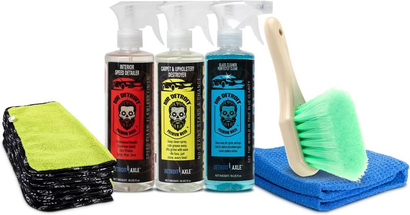 6pc Car Wash Kit w/Glass Cleaner, Interior Speed Detailer, Towels & More