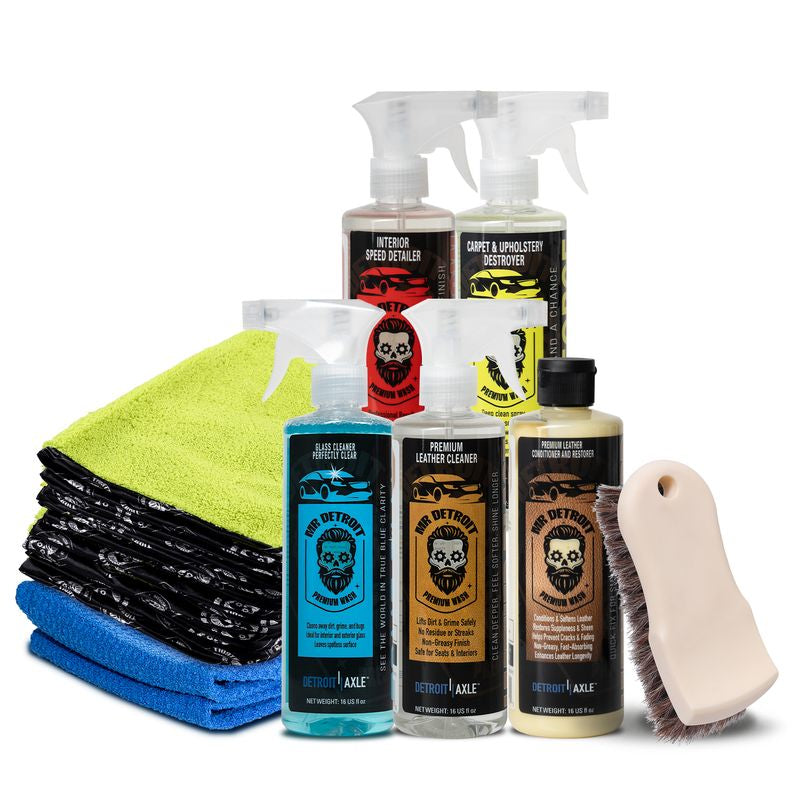 8pc Car Cleaning Kit w/16oz Glass Cleaner, Speed Detailer, Towels & More