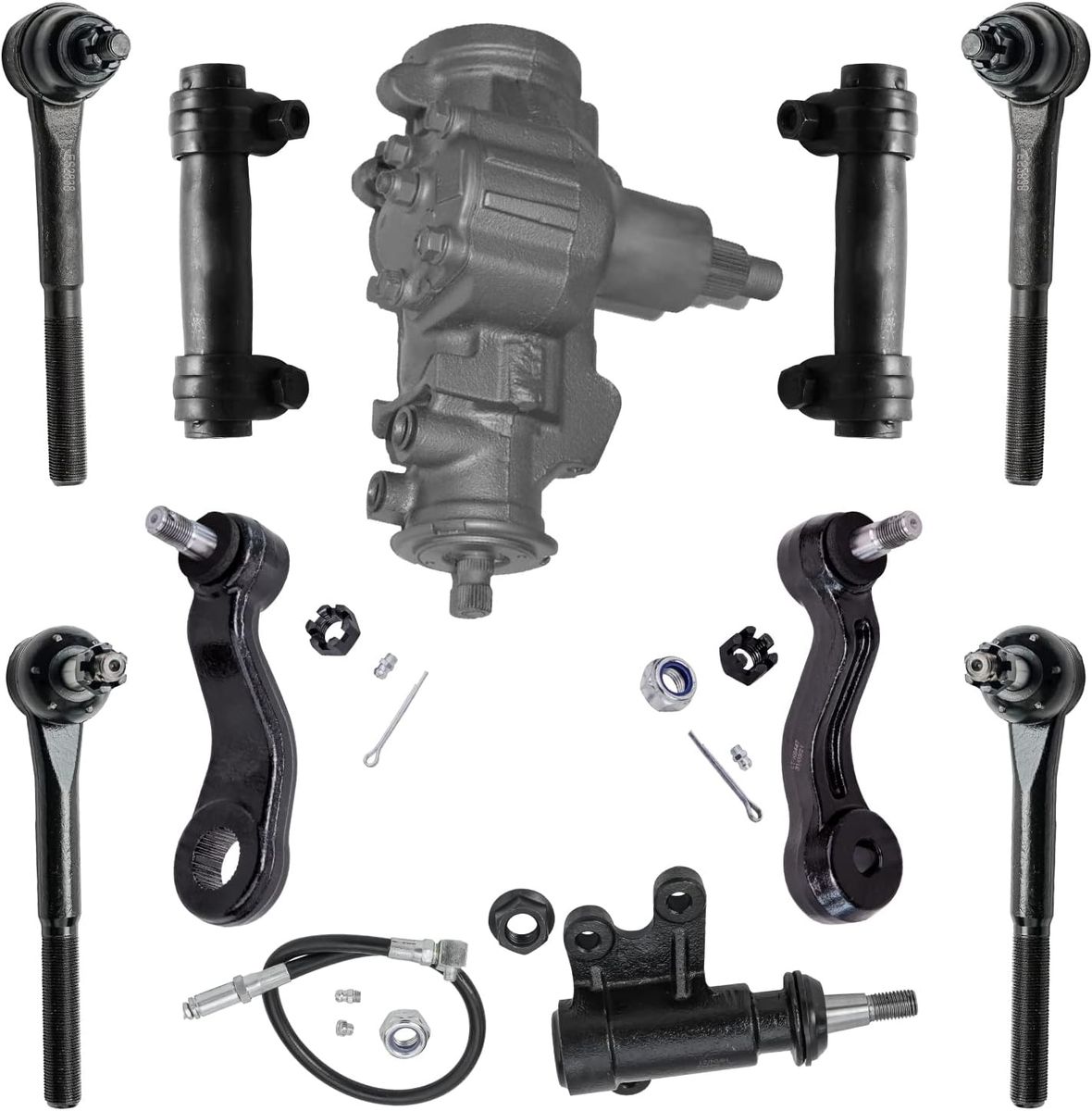 1988-2000 Chevy GMC 1500 10pc Gear Box Tie Rods Pitman Idler Arm Kit GBK-001