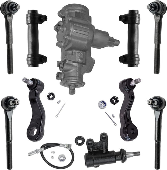 1988-2000 Chevy GMC 1500 10pc Gear Box Tie Rods Pitman Idler Arm Kit GBK-001