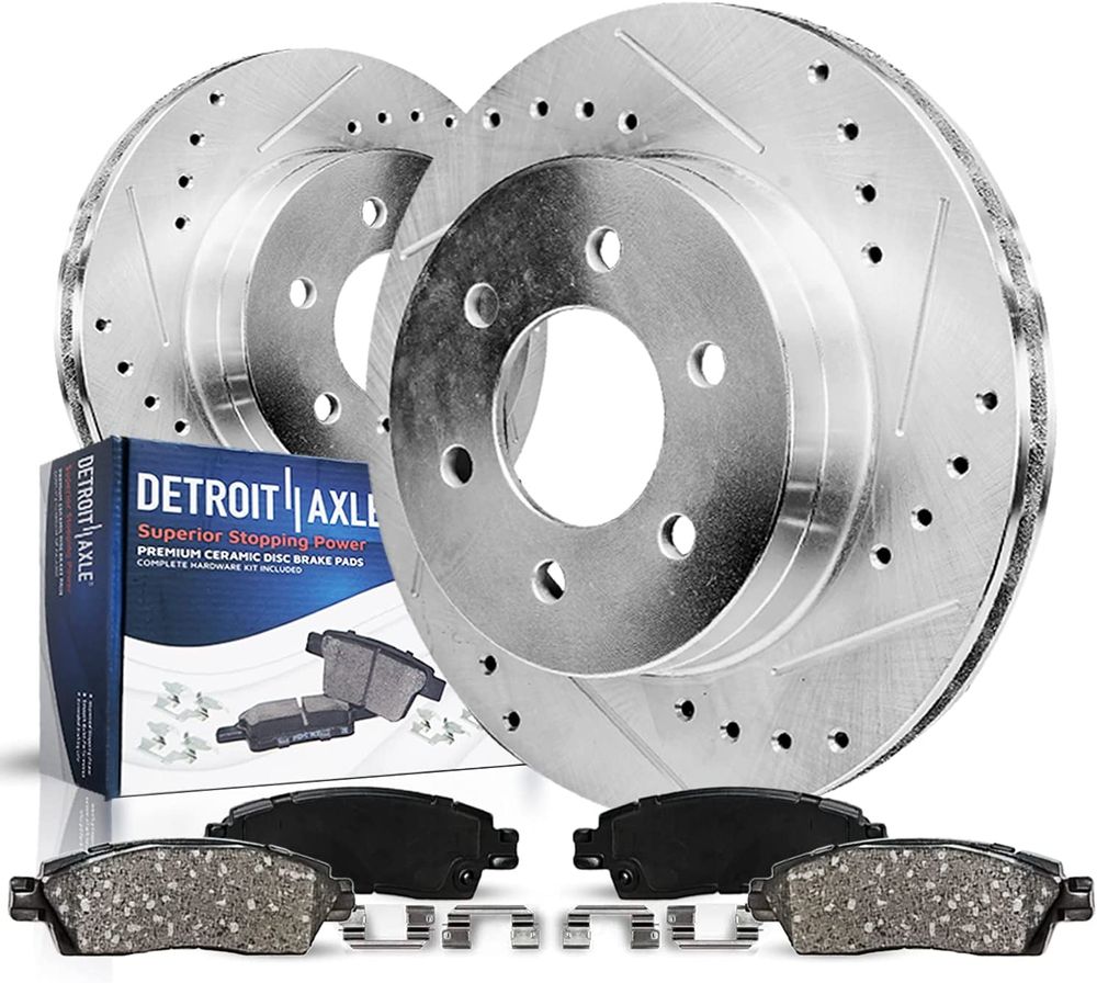K1500 4pc Front Drilled Slotted Rotors and Ceramic Pads Kit