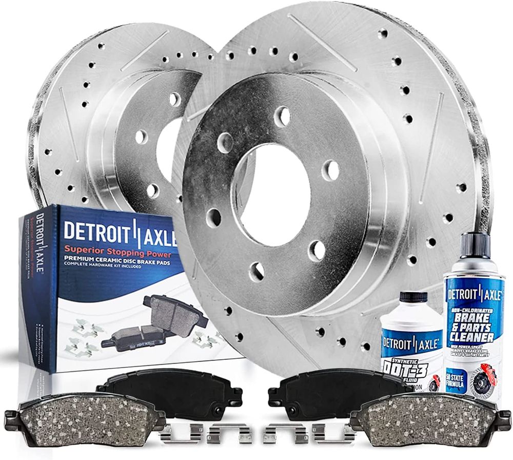 K1500 6pc Front Drilled Slotted Rotors and Ceramic Pads Kit