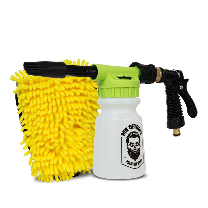 Car Wash Foam Blaster and 3-Way Premium Chenille Wash Mitt