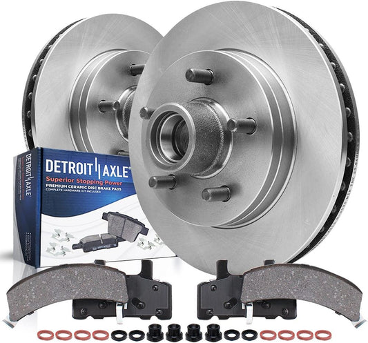 1995-1999 Chevy GMC C1500 4pc Front Disc Rotors and Ceramic Pads Full Kit