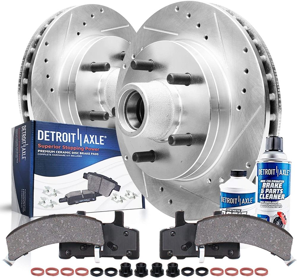 1995-1999 Chevy GMC C1500 6pc Front Drilled Slotted Rotors and Ceramic Pads Full Kit