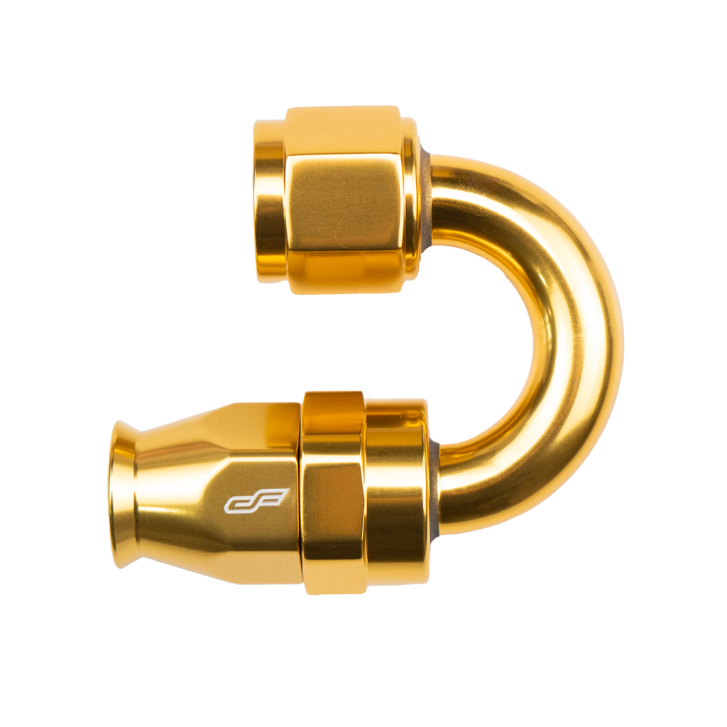 -4 AN 180 Degree Female Aluminum Hose End Fitting PTFE - Gold