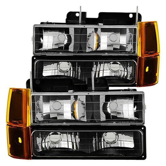 xTune Corner/LED Bumper Headlights Black for 1994-1998 Chevy C/K trucks
