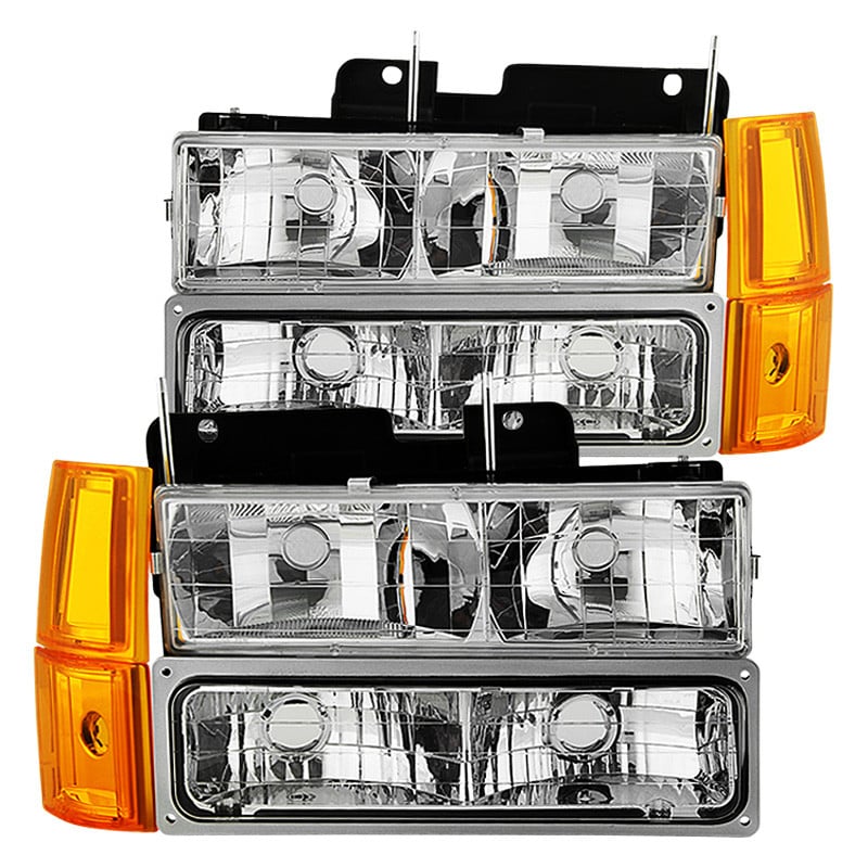 xTune 8-Piece Headlight Set Chrome for 1994-1998 Chevy C/K trucks