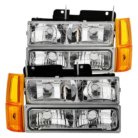 xTune 8-Piece Headlight Set Chrome for 1994-1998 Chevy C/K trucks