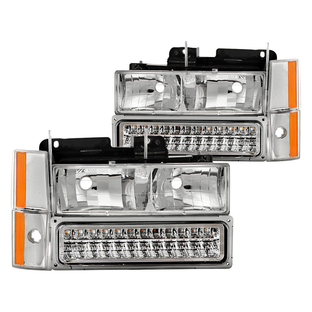 xTune Crystal Headlights with Corner & LED Bumper Lights - Chrome - SKU 5073549