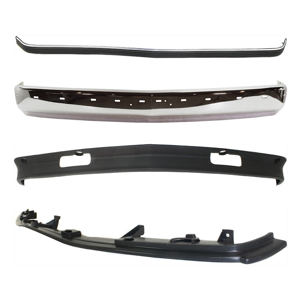Chevy GMC C/K 1988-1998 chrome front bumper filler trim valance kit impact strip - view 1