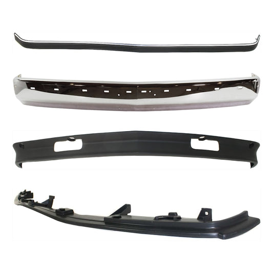 Chevy GMC C/K 1988-1998 chrome front bumper filler trim valance kit impact strip - view 1