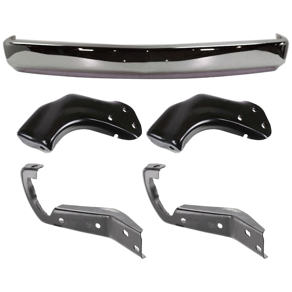 Chevy GMC C/K 1988-1998 chrome front bumper and bracket kit - view 1