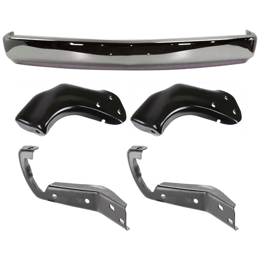 Chevy GMC C/K 1988-1998 chrome front bumper and bracket kit - view 1