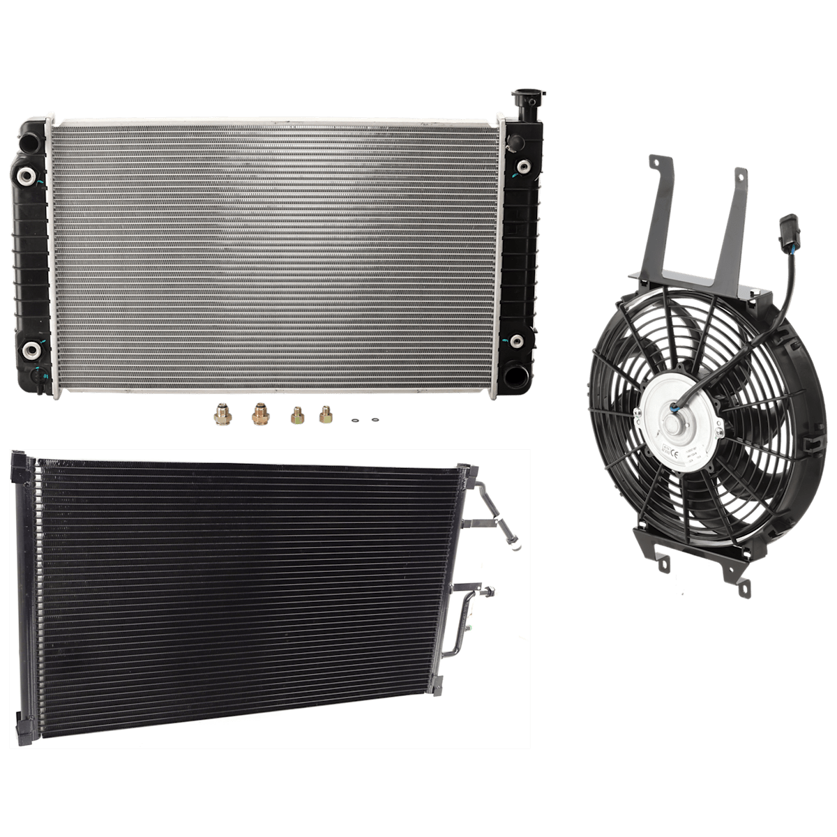 A/C Condenser Radiator Cooling Fan Kit 3pc 4.3L 5.0L 5.7L Alt Fan