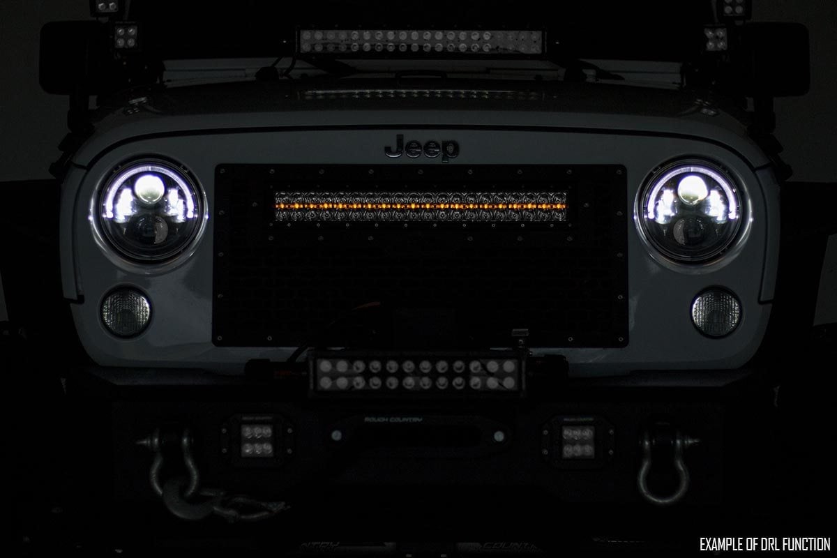 Rough Country 12 Inch LED Light Bar - amber DRL lit at night