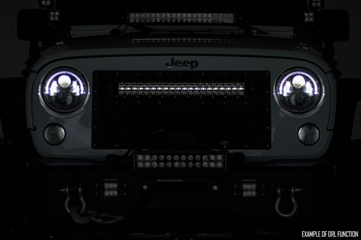 Rough Country 30 Inch LED Light Bar - white DRL lit at night