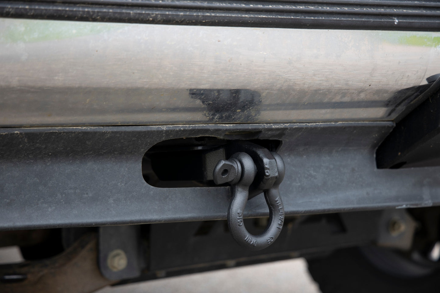 Rough Country tow hook shackle conversion installed