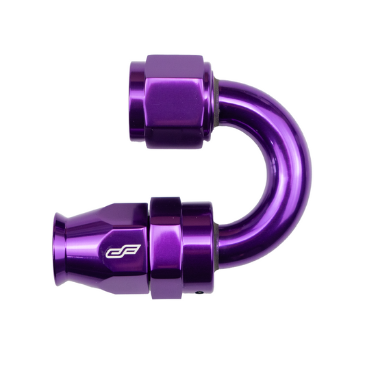 -4 AN 180 Degree Female Aluminum Hose End Fitting PTFE - Purple