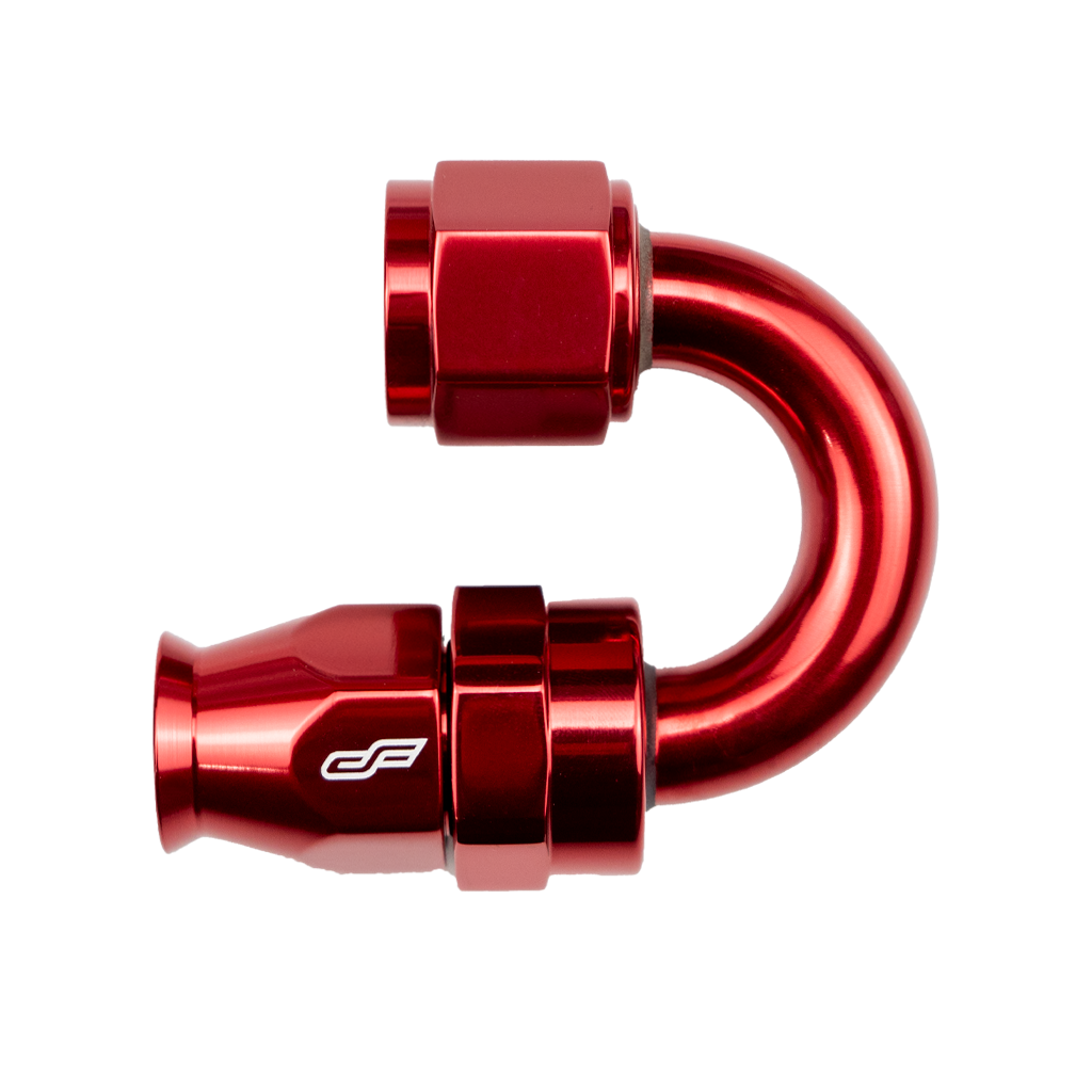 -4 AN 180 Degree Female Aluminum Hose End Fitting PTFE - Red