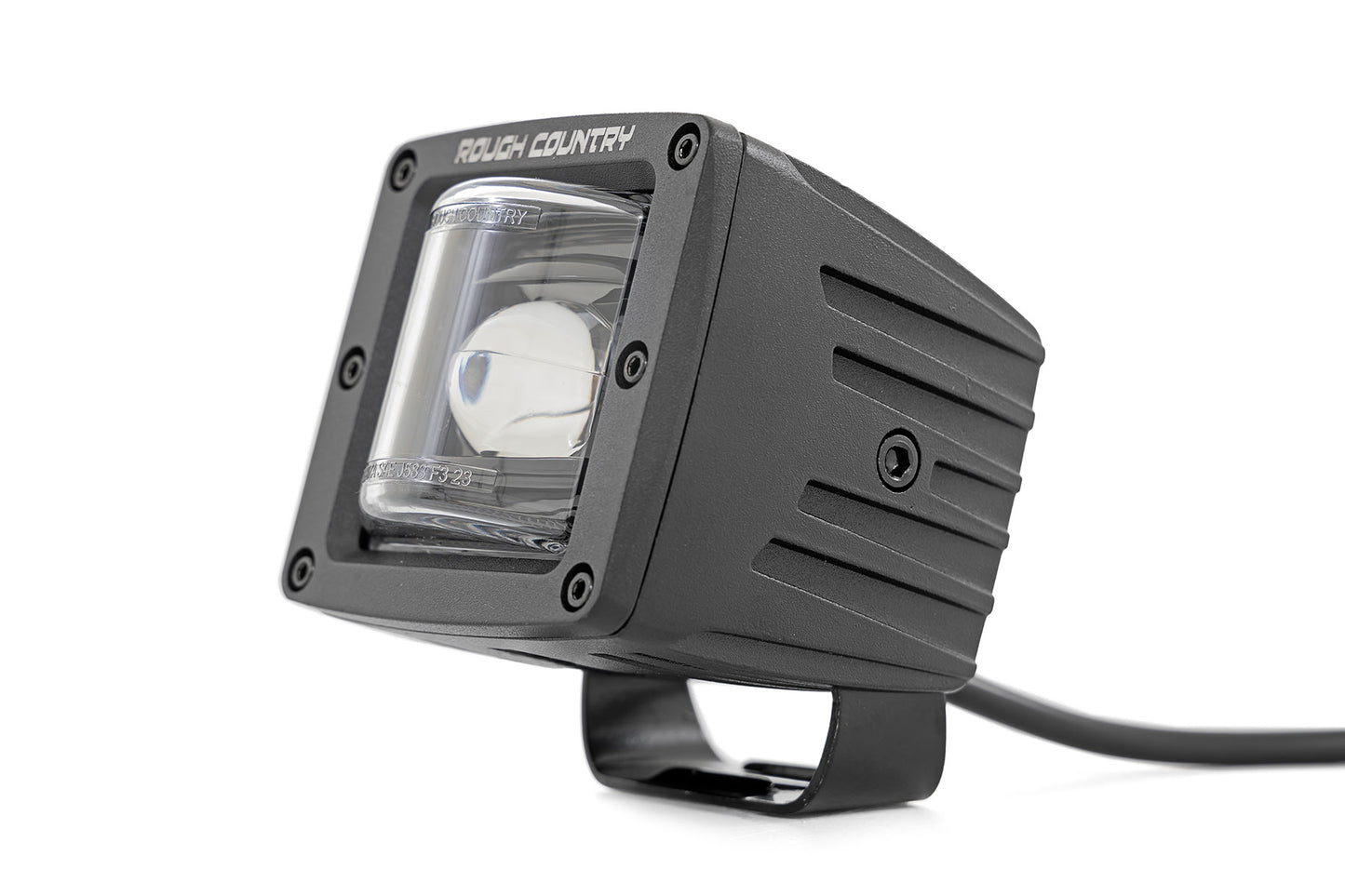 Rough Country 2 Inch Yellow SAE Fog Light Pods - angle view