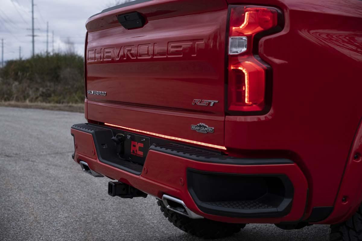 Rough Country LED tailgate light strip installed