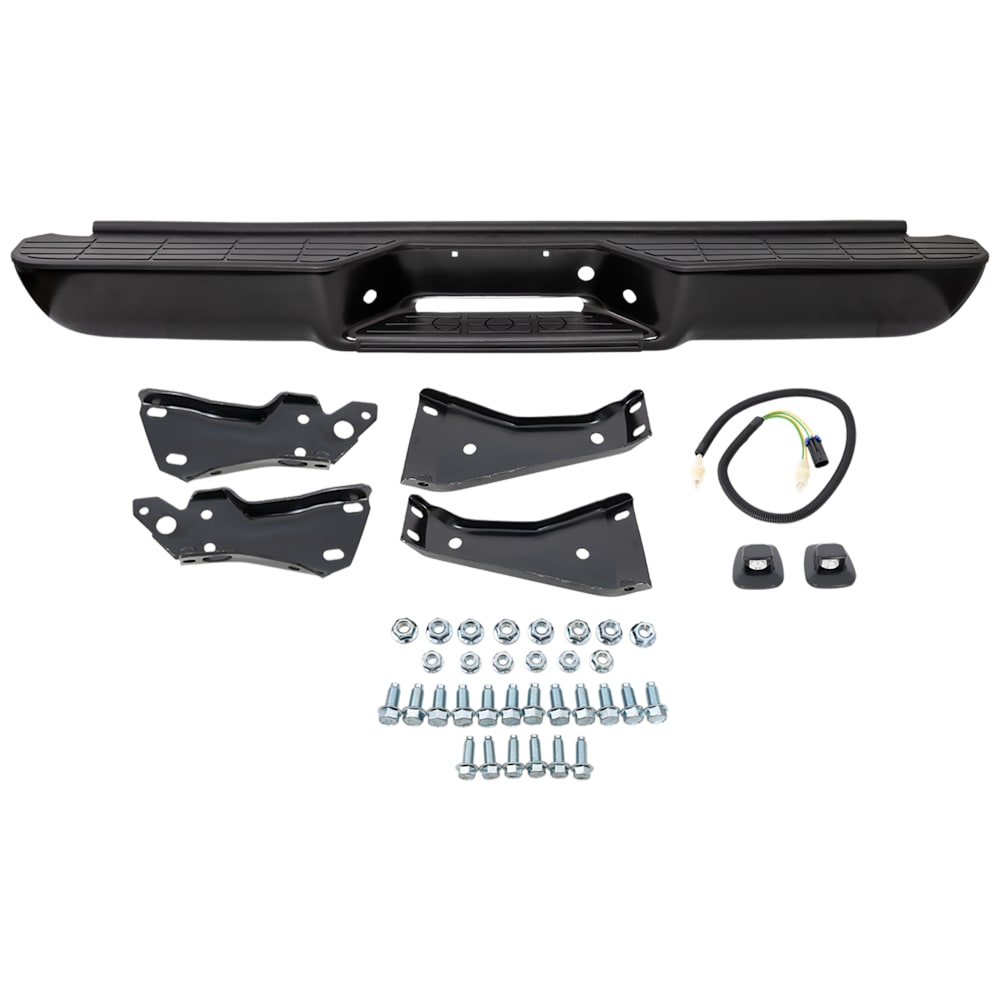 1988-2000 Chevy/GMC C/K Series Step Bumper - Face Bar & Pad, Powdercoated Black, Fleetside