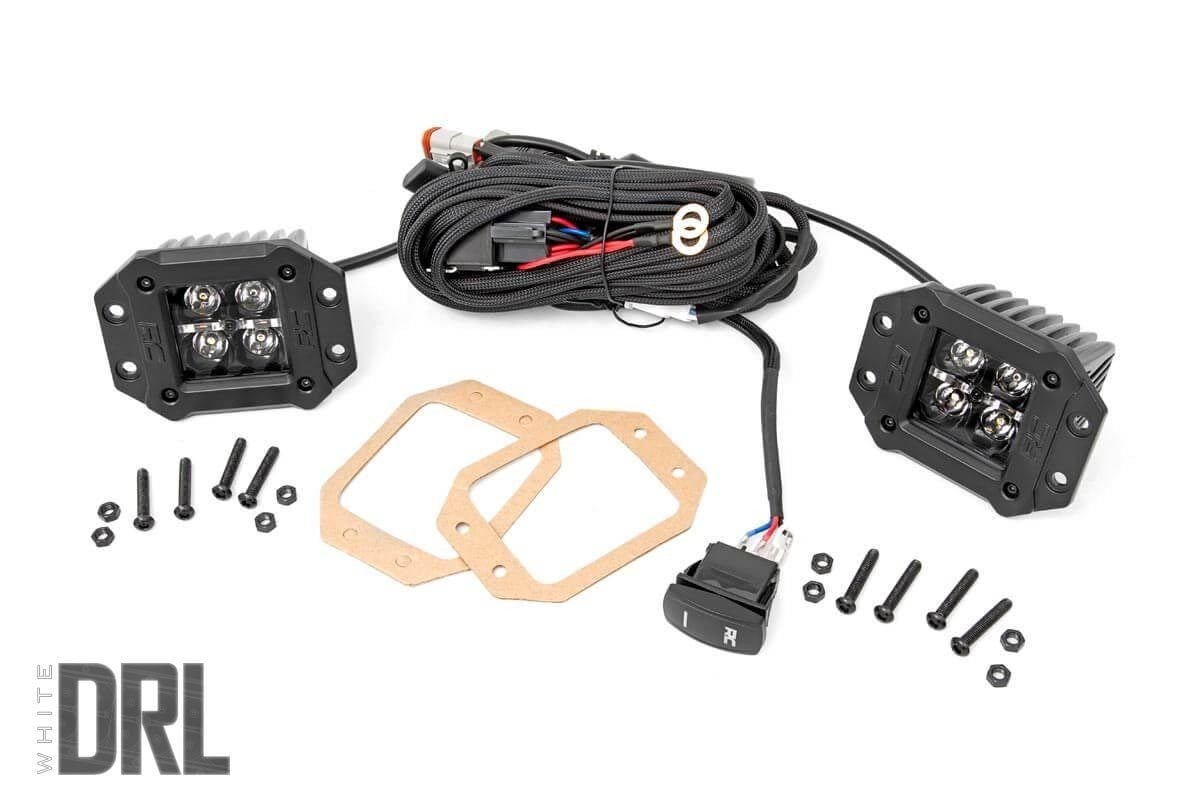 Rough Country 2 Inch LED Light Pods Flush Mount Cool White DRL - main view